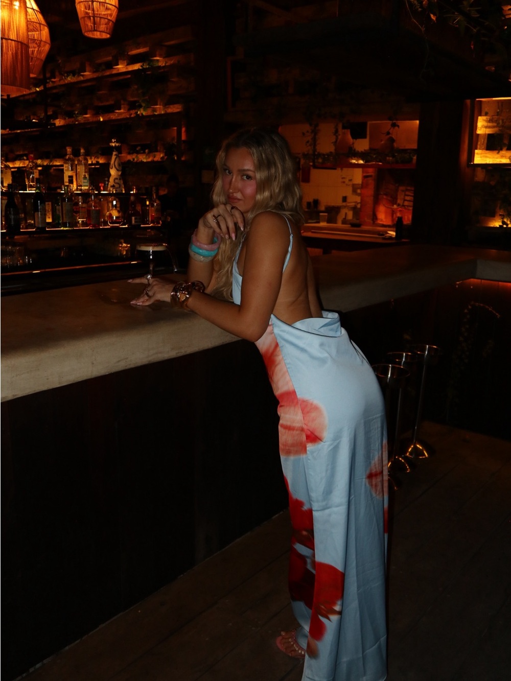 Peppermayo Sky Blue Maxi Dress with Red Floral Print - Picture 4 of 9